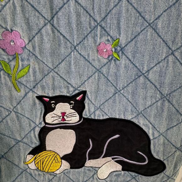 Vtg CAT Quacker Factory Jacket Womens L Quilted Embroidery Grannycore (READ) - Picture 7 of 10